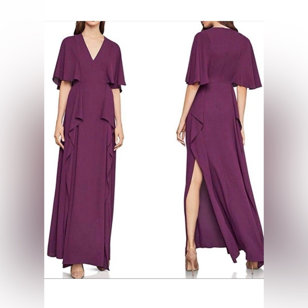 NWT BCBGMaxAzria Cape Sleeve Maxi Dress Grape Royal- Size 8